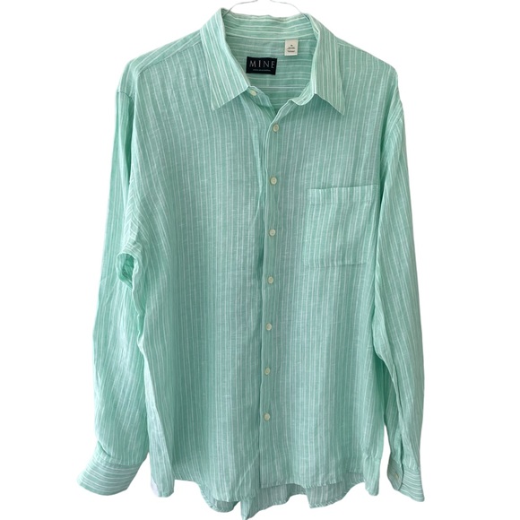 mine Other - Mine 100% Linen Mint Green Long Sleeve Button Up Shirt